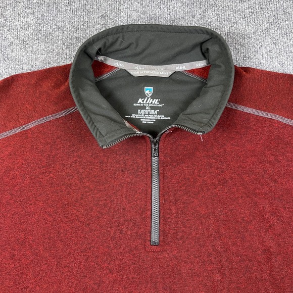 Kuhl Revel 1/4 Zip Sweater Mens XL Red Gray Kashmira Hiking Wicking Outdoor - Picture 5 of 9